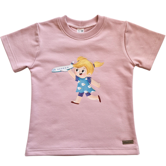 Różowy t-shirt dziecięcy „Wiki”
