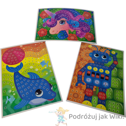 Mozaika robot, delfin, jednorozec